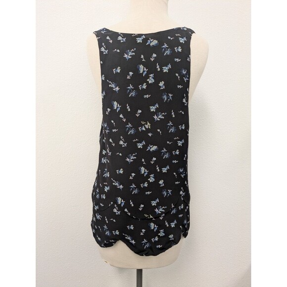 Joie Black Floral Print Scallop Tiered 100% Silk Tank Top sz L Coquette Whimsy - Picture 5 of 9